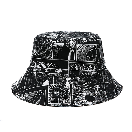 Fishing Hat - "One Piece Black & White